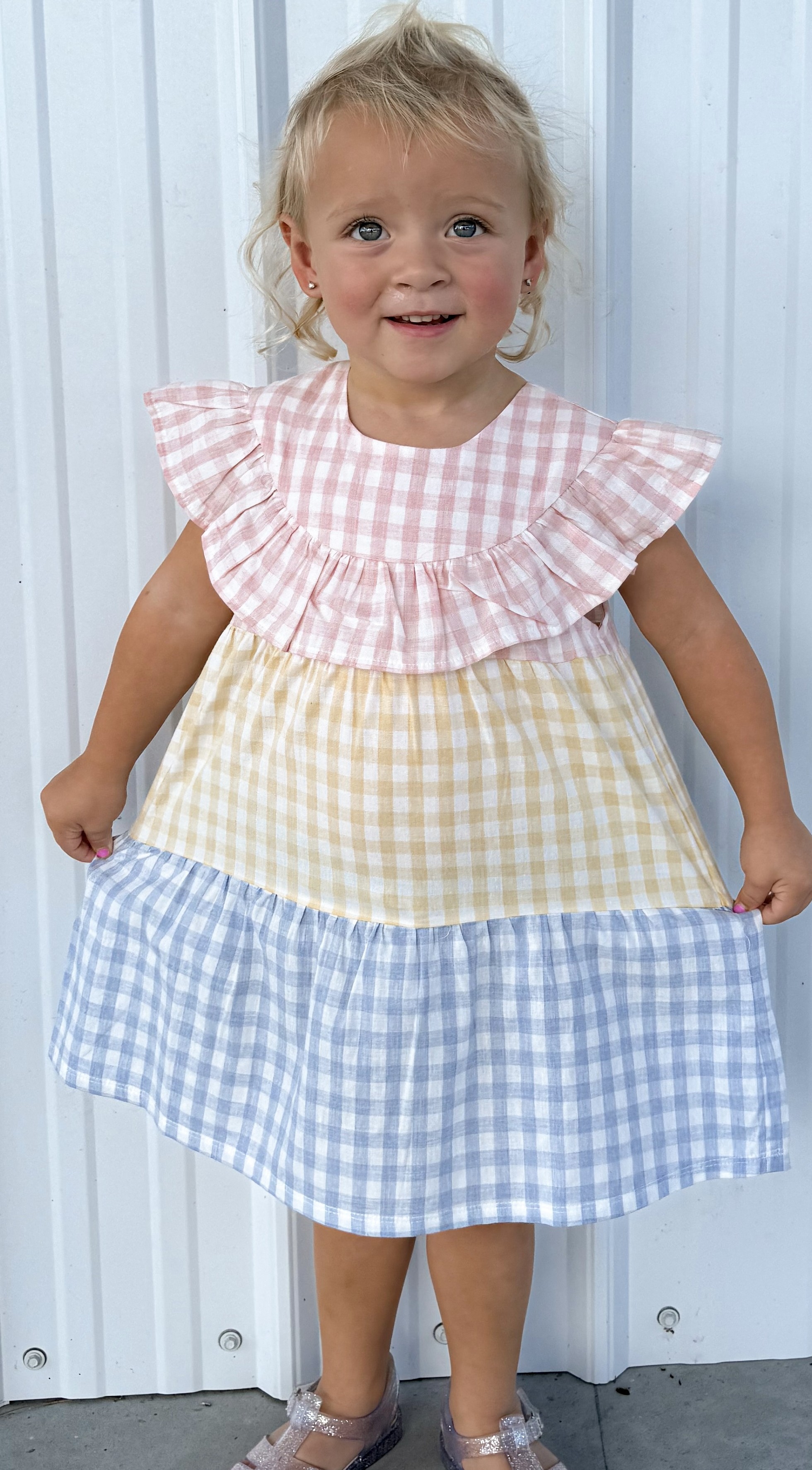 MIXED GINGHAM DRESS