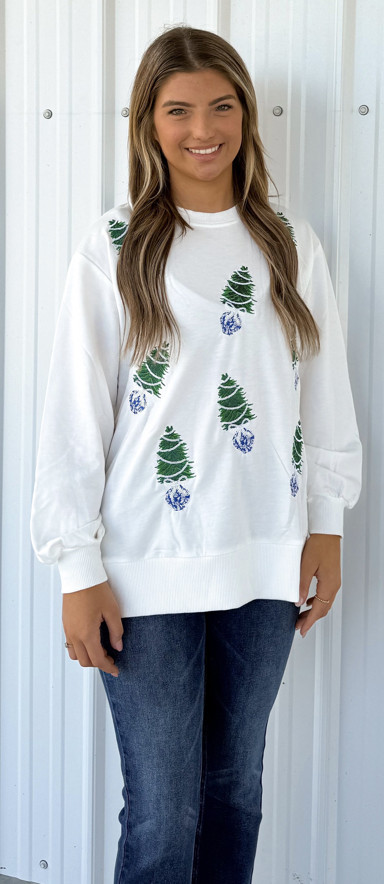 LAKELYN BLUE TREES SWEATER
