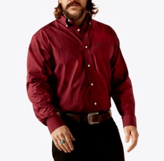 ISAAC LS SHIRT DRK RED