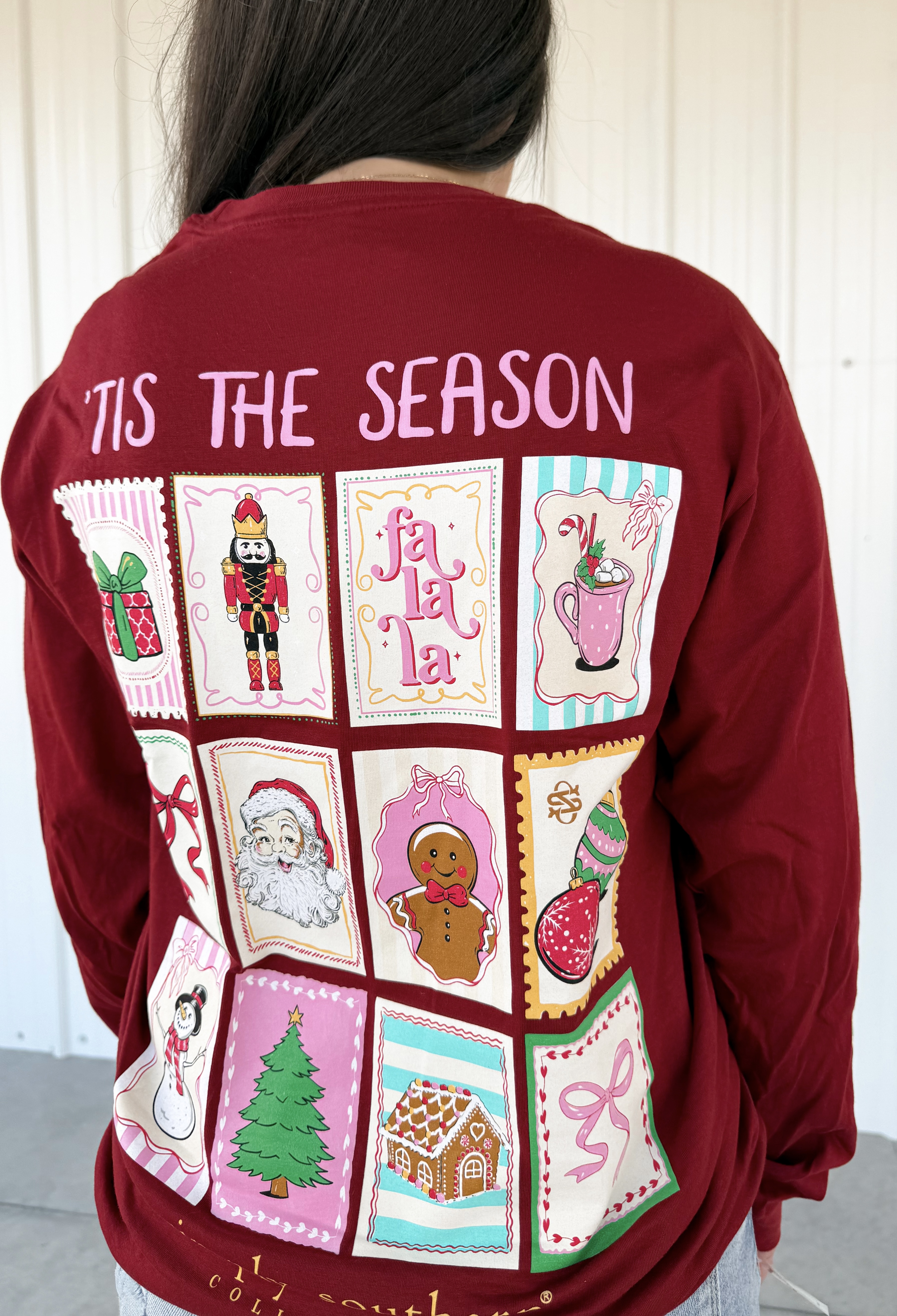 YTH LS STAMPS CARMINE TEE