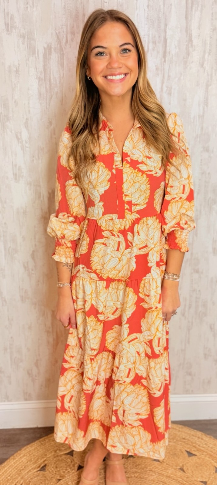 ELEANOR FALL FLORAL FIRE DRESS