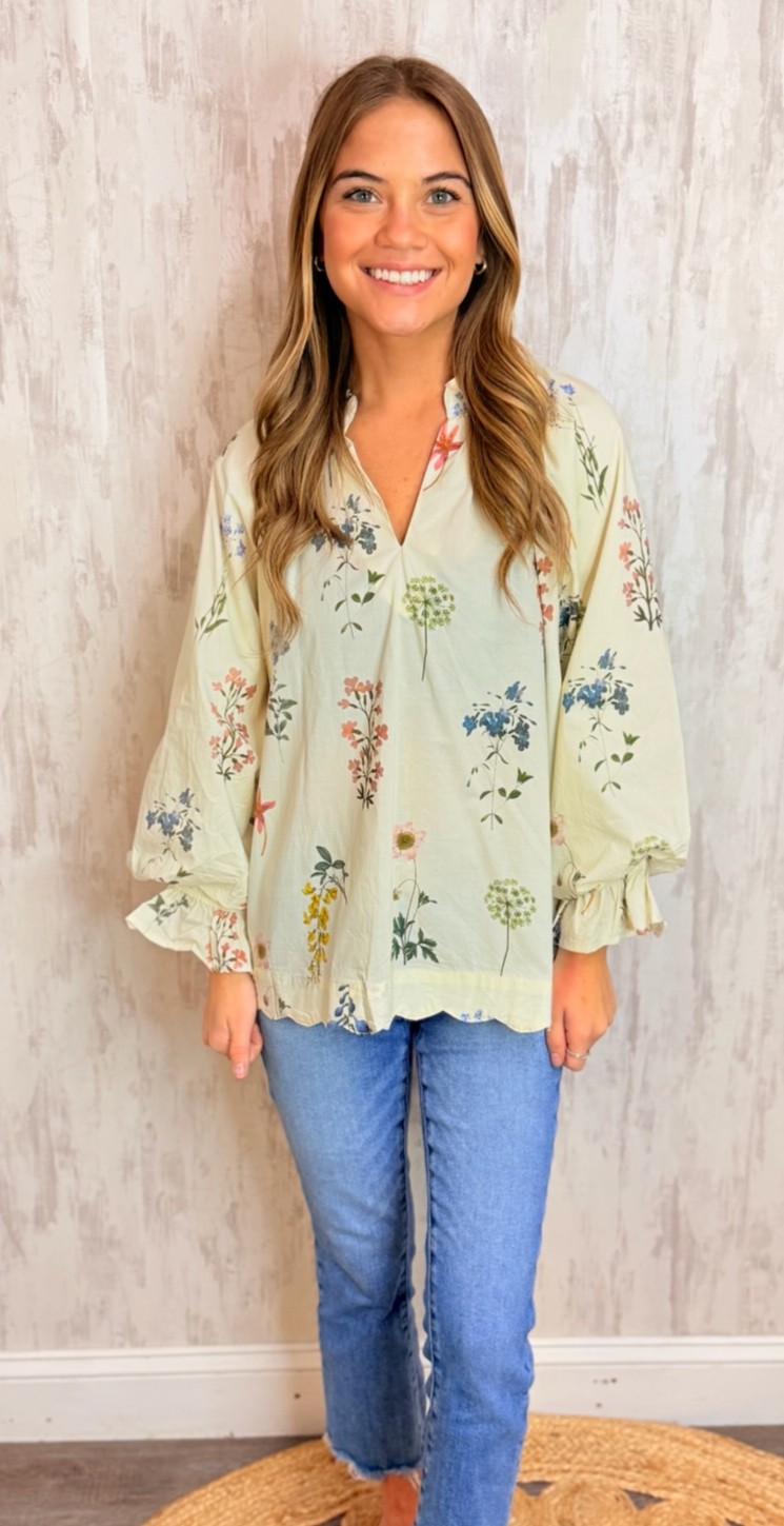 FLORAL RUFFLE BLOUSE