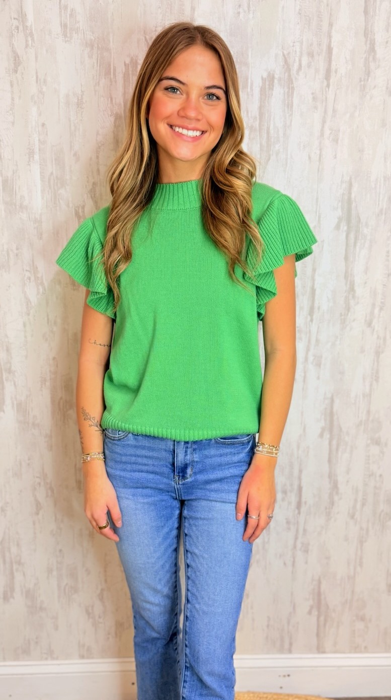 RUFFLE RIB SWEATER