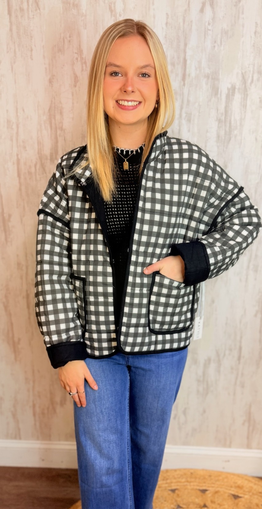 BLACK&WHITE CHECKER JACKET