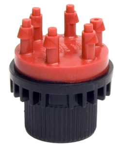 RED PLASTIC 6-PORT MANIFOLD 1/2"