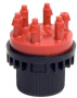 RED PLASTIC 6-PORT MANIFOLD 1/2"