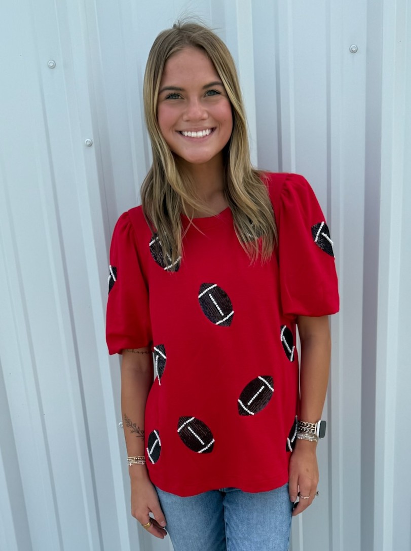 RED TINA FOOTBALL TOP