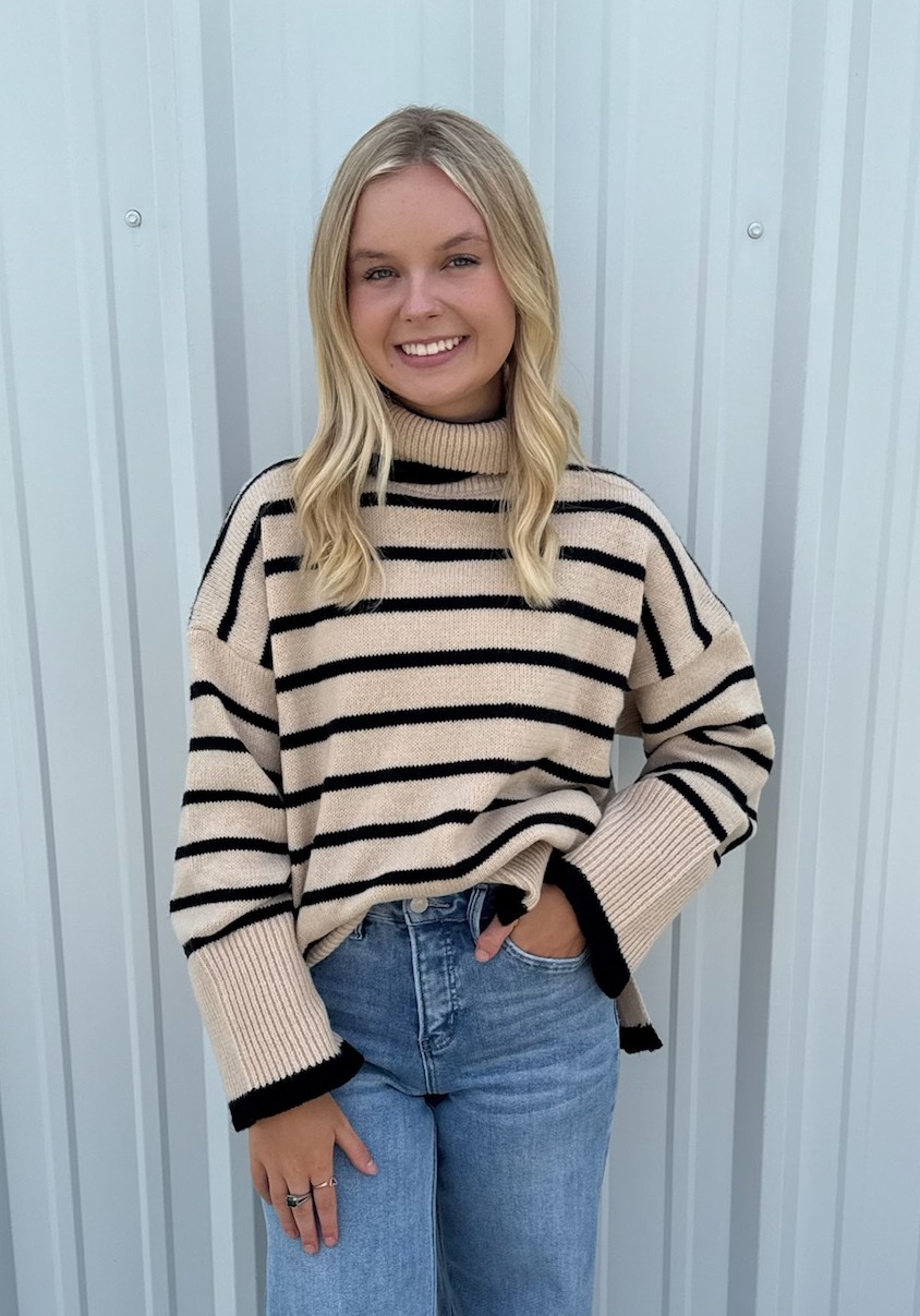 TAN DUNN STRIPED SWEATER