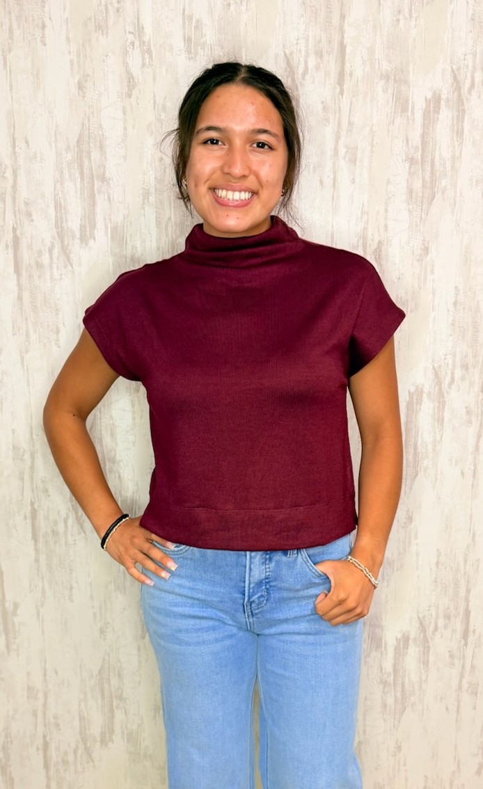 KNIT MOCK NECK TOP