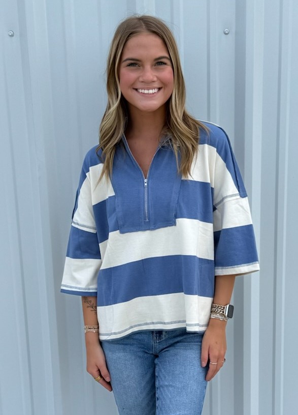 3/4 STRIPE BOXY TOP