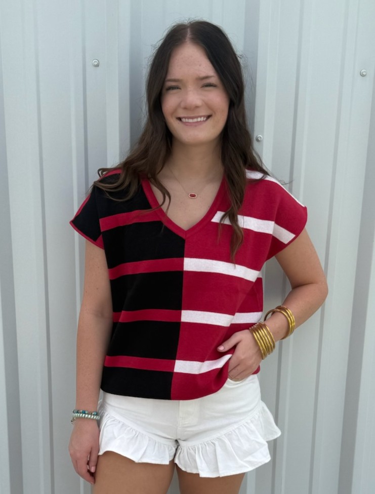 RED & BLACK HANNAH SWEATER