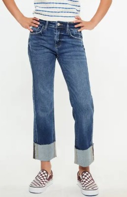 YTH DARK MID RISE CROP JEAN