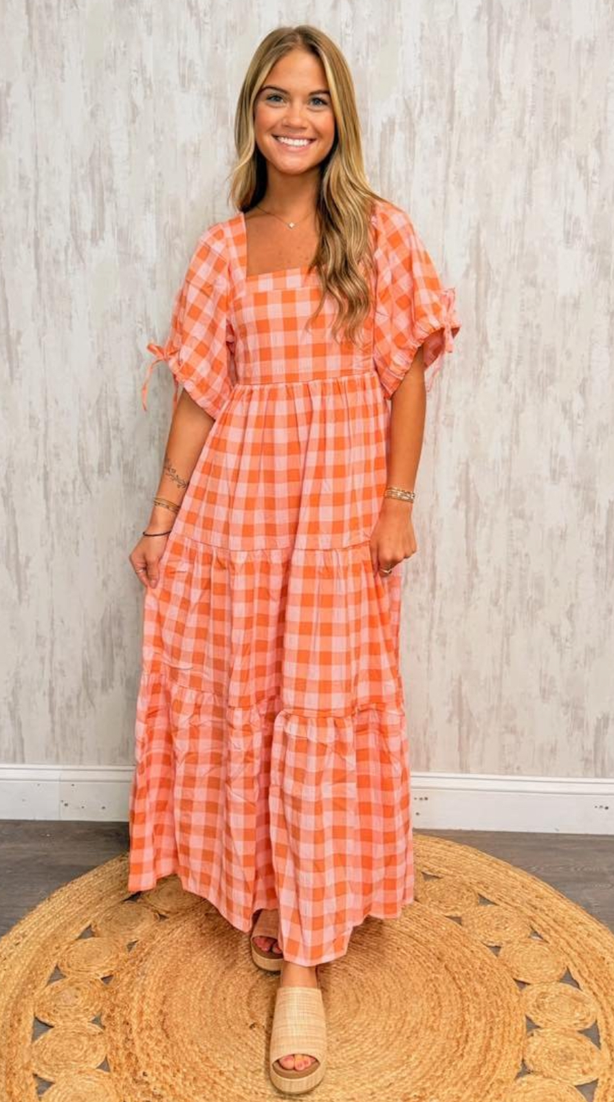 CHECKER MAXI TIER DRESS