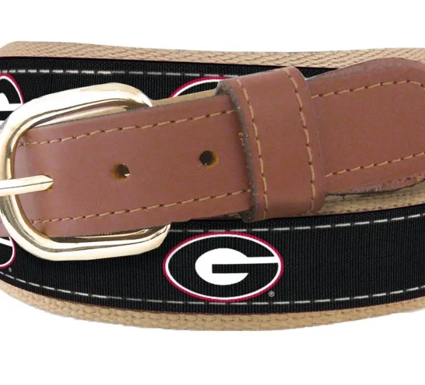 BLACK UGA OVAL RIBBON BELT