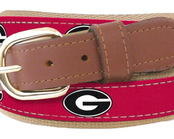 RED UGA OVAL RIBBON BELT