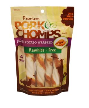 PORK CHOMPS LARGE TWISTS 4PK