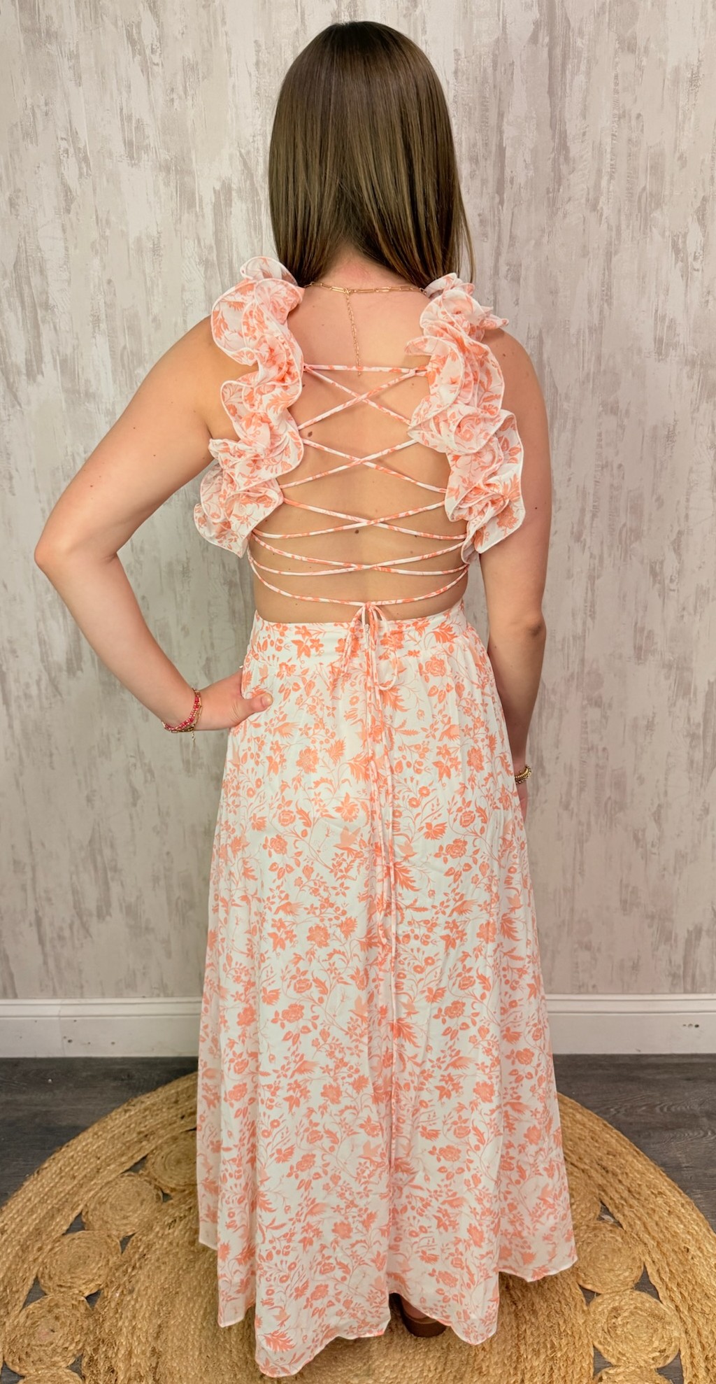 RUFFLE STRAP FLORAL MAXI