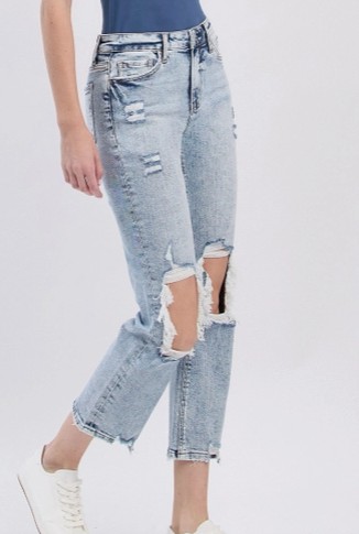 HIGH RISE DISTRESSED CROP