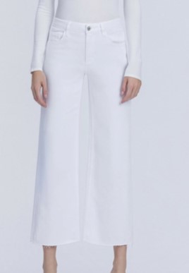 WHITE HI RISE CROP WIDE LEG