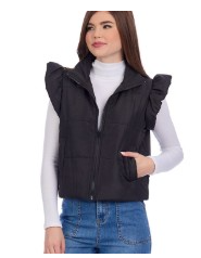 BLACK LILE RUFFLE QUILT VEST