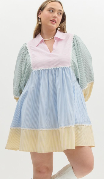 COLORBLOCK BABYDOLL DRESS