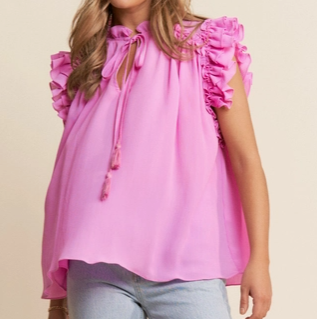 RUFFLE TASSLE BLOUSE