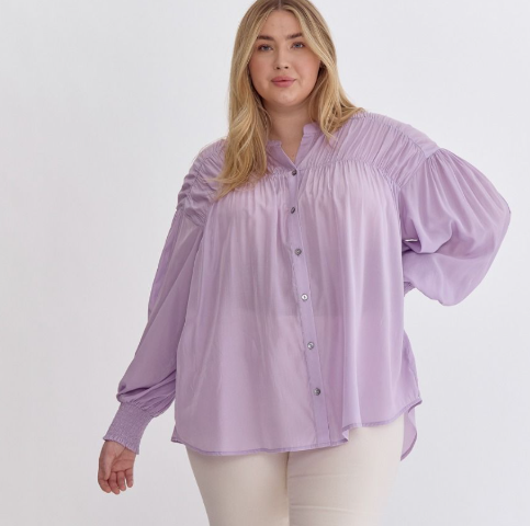 PLEATED V-NECK TOP