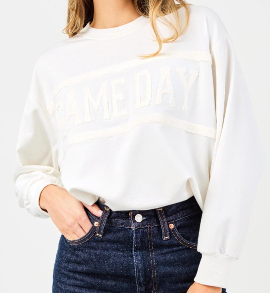 WHITE SARAH GAMEDAY SWEATER