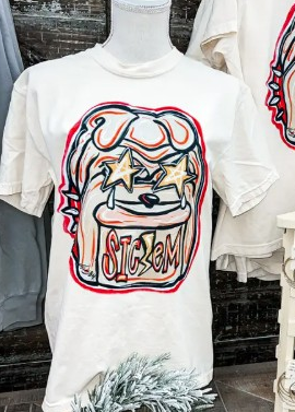 WHITE SIC-EM STAR EYES TEE