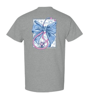 GREY STETHOSCOPE BOW TEE