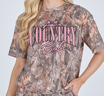 SHORT SLEEVE COUNTRY BABE CAMO TEE