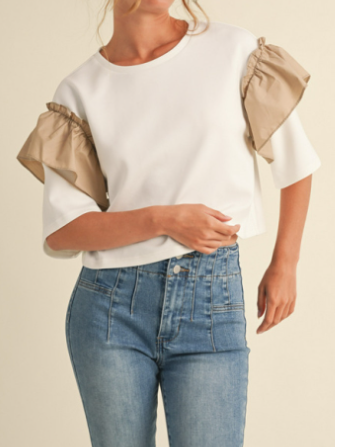 WIDE RUFFLE SLEEVE TOP