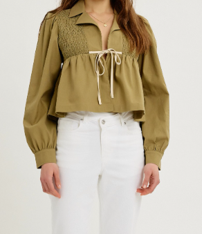 LINEN BABYDOLL BLOUSE