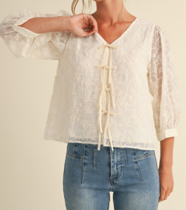 LACE BOW TIE TOP