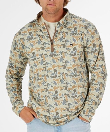 MENS QTR ZIP PULLOVER LT CAMO