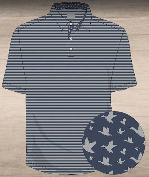 NAVY & GREY STRIPE ANDY POLO