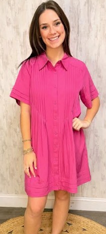 PLEATED COLOR DRESS