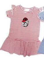 RED GA BULLDOG KEYHOLE DRESS