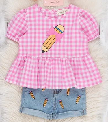 GINGHAM BOW PENCIL OUTFIT