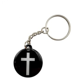 BLACK CROSS PRAYER KEYCHAIN