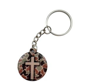 RIVER ROCK CROSS PRAYER KEYCHAIN