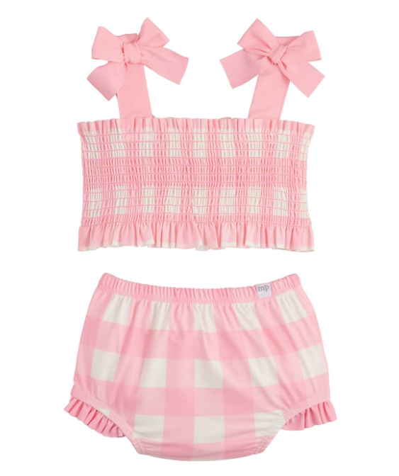 SMOCKED PINK SWIMSUIT