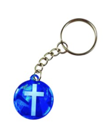 BLUE CRYST CROSS PRAYER KEYCHAIN