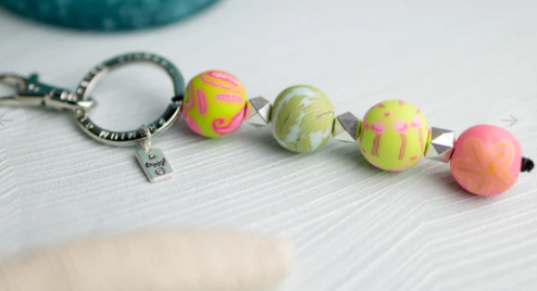 FLAMINGO PINK 4 BALL KEYCHAIN