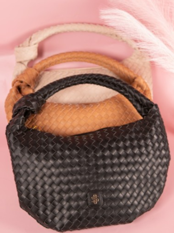LEATHER BRAID KNIT BAG