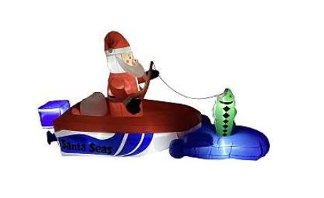 INFLATABLE SANTA FISHING BOAT