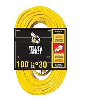 YELLOW EXTENSION CORD 14AWG 100'