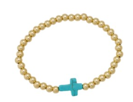 A.C. TURQ CROSS GLD BRACELET