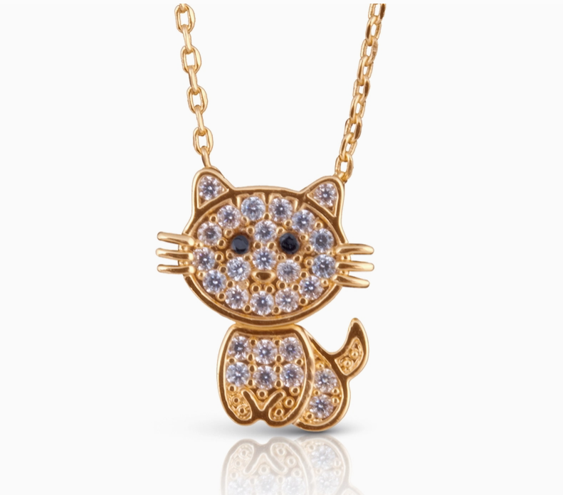 GOLD SWINGING CAT NECKLACE
