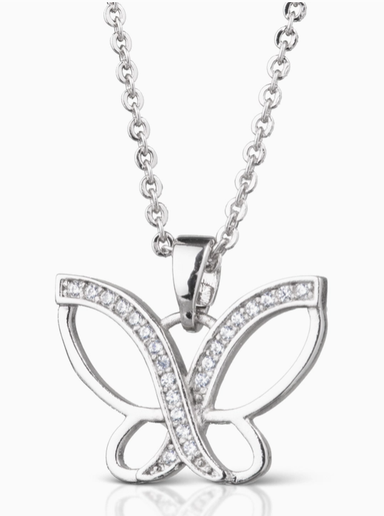 SILVER CC BUTTERFLY NECKLACE